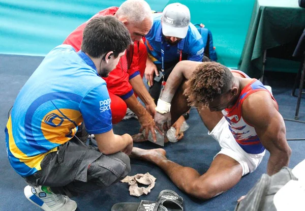 Santiago Chile 2023 Cuban Gymnast Pozo Number 121 Injured Men — Stock Photo, Image