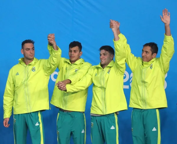 Santiago Chl 2023 男子4X200自由泳接力赛由巴西 和加拿大 在智利圣地亚哥国家体育场水上中心夺得 — 图库照片