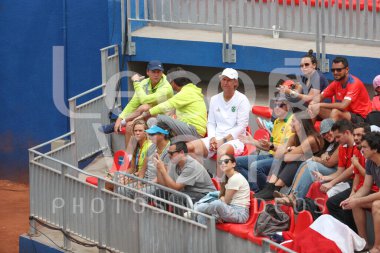 Santiago (Şili), 10 / 25 / 2023 - Brezilyalı tenisçi Thiago Monteiro ile Şilili Gonzalo Lama arasındaki tenis maçı, orta sahada, Santiago 'daki Nacional stadyumunda 