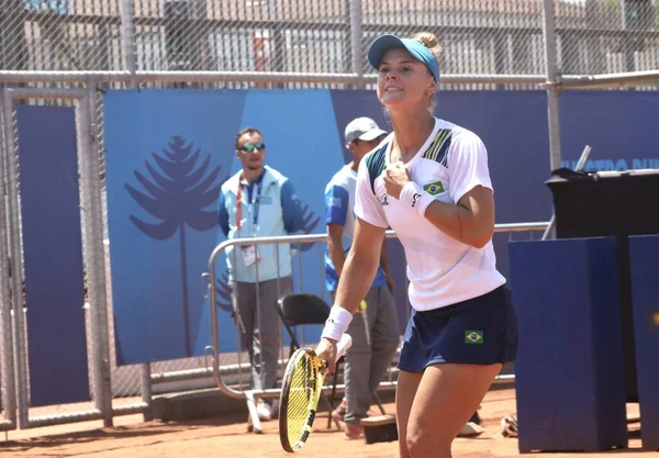 サンティアゴ Chile 10月 2023 ブラジルのPigossiローラとペルーの間の個々の女性のテニステニスのスポーツセンターの裁判所2の間のテニスのテニス決勝 サンティアゴ — ストック写真