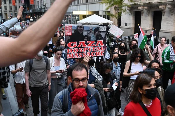 Manifestantes Apoiantes Palestinos Protestando Contra Ocupação Terras Palestinas Por Israel — Fotografia de Stock