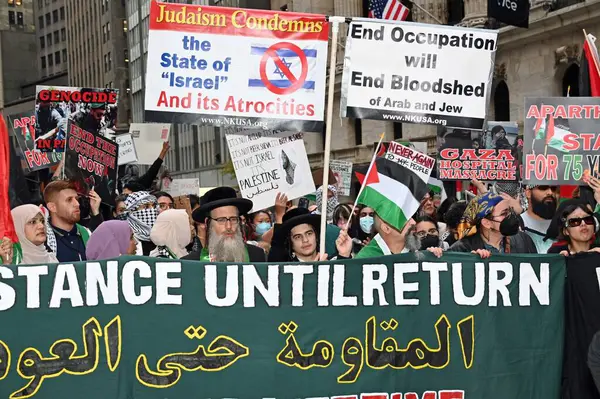 Manifestantes Apoiantes Palestinos Protestando Contra Ocupação Terras Palestinas Por Israel — Fotografia de Stock