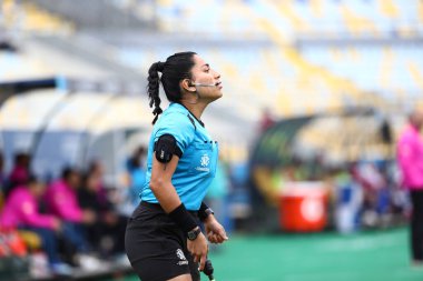 Vina del Mar, Şili 10 / 28 / 2023 - Bu Cumartesi, 28 Ekim 2023 tarihinde, Vina del Mar 'daki Sausalito Stadyumu' nda, Pan-Amerikan oyunlarında Paraguay 'a karşı oynanan bayanlar milli takımı maçı. 