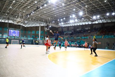 Vina del Mar (CHL), 10 / 28 / 2023 - Pan-Amerikan maçlarında bayanlar hentbol yarı finalinde karşılaşan Arjantin ile Kanada arasındaki maç. Arjantin takımı 28 'e 18 puanla kazandı.