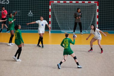 Vina del Mar (Chile), 10/28/2023 - Match between Brazil and Chile, who faced each other in the semi-final of women's handball at the Pan-American games. The Brazilian team won by the score of 30 x 10, the game clipart