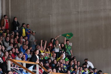 Vina del Mar (Şili), 10 / 28 / 2023 - Pan-Amerikan maçlarında bayanlar hentbol yarı finalinde karşılaşan Brezilya ile Şili arasındaki maç. Brezilya takımı 30 'a 10 skorla kazandı.