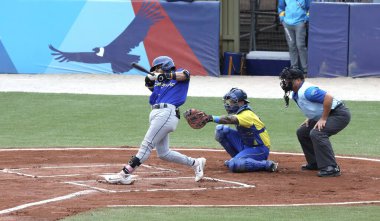 SANTIAGO (Şili), Santiago, Şili 'deki 2023 Pan Amerikan Oyunları sırasında Beyzbol ve Softball Center' da altın madalya için Brezilya ile Kolombiya arasında oynanan 10 / 28 / 2023 Erkekler Milli Beyzbol Takımı Finali. 