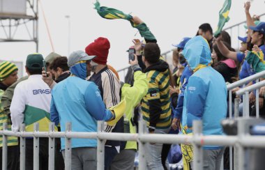 SANTIAGO (Şili), Santiago, Şili 'deki 2023 Pan Amerikan Oyunları sırasında Beyzbol ve Softball Center' da altın madalya için Brezilya ile Kolombiya arasında oynanan 10 / 28 / 2023 Erkekler Milli Beyzbol Takımı Finali. 