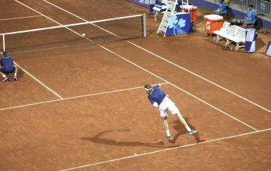 SANTIAGO (Şili), 10 / 28 / 2023 - Orta spor sahasında Brezilyalı HEIDE Gustavo, DEMOLINER Marcelo ve Şilili BARRIOS Tomas ve TABILO Alejandro arasında altın madalya için erkekler çiftler finali