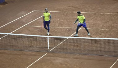 SANTIAGO (Şili), 10 / 28 / 2023 - Brezilya STEFANI Luisa, DEMOLINER Marcelo ve Kolombiyalı LIZARAZO Yuliana, BARRIENTOS Nicolas arasındaki altın madalya için karışık çiftler finali 