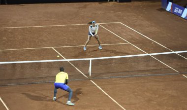 SANTIAGO (Şili), 10 / 28 / 2023 - Brezilya STEFANI Luisa, DEMOLINER Marcelo ve Kolombiyalı LIZARAZO Yuliana, BARRIENTOS Nicolas arasındaki altın madalya için karışık çiftler finali 