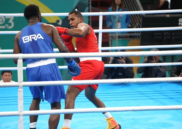 SANTIAGO (CHL), 10 / 27 / 2023 - Erkekler boks finali 80 kg 'ın altında, Brezilya' lı De Souza Pereira Wanderley ile Kübalı Lopez Cardona Arien arasında Olimpiyat Eğitim Merkezi 'nde 160 altın madalya için dövüş 