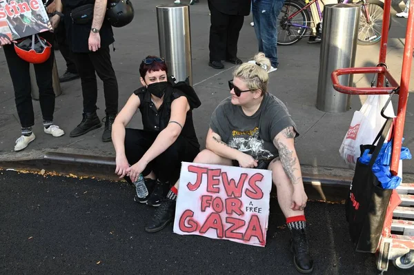 Protesta Contra Bombardeo Franja Gaza Por Israel Crown Heights Brooklyn —  Fotos de Stock