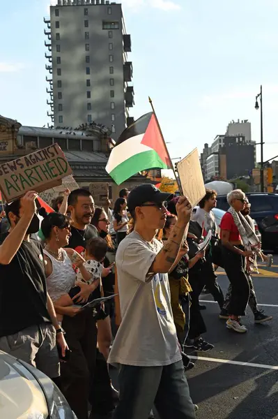 Manifestation Contre Bombardement Bande Gaza Par Israël Crown Heights Brooklyn — Photo