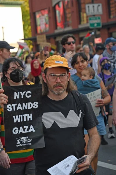 Protesto Contra Bombardeio Faixa Gaza Por Israel Crown Heights Brooklyn — Fotografia de Stock