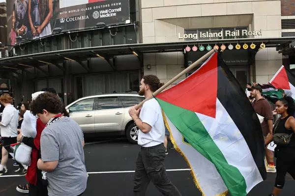 Protestera Mot Israels Bombning Gazaremsan Crown Heights Brooklyn New York — Stockfoto