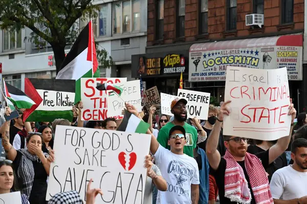 Protesto Contra Bombardeio Faixa Gaza Por Israel Crown Heights Brooklyn — Fotografia de Stock