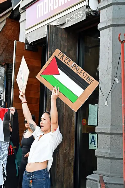 Protest Tegen Bombardementen Gazastrook Door Israël Crown Heights Brooklyn New — Stockfoto
