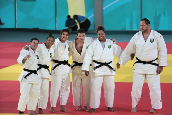 Santiago Chile 2023 Confrontación Entre Brasil Cuba Equipo Judo Por — Foto de Stock