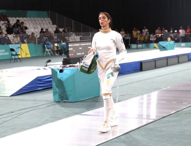 SANTIAGO (CHL), 01 / 11 / 2023 - 2023 Pan Amerikan Oyunları 'nda Kadınlar Bireysel Epee' nin 16. turu. 1 Kasım 2023, Santiago, Şili: Brezilyalı Model Nathalie arasındaki Kadınlar Bireysel Epide 16. tur 