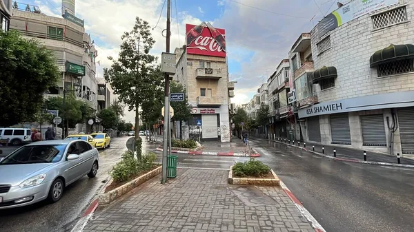 Палестинцы Выпустили Лозунг Жизни Газы Полный Паралич Улицах Рамаллы Знак — стоковое фото