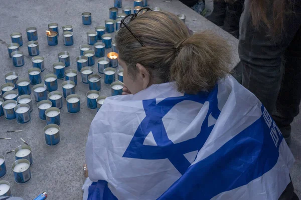 Veillée Aux Chandelles Pour Les Victimes Attentats Terroristes Israël 1Er — Photo