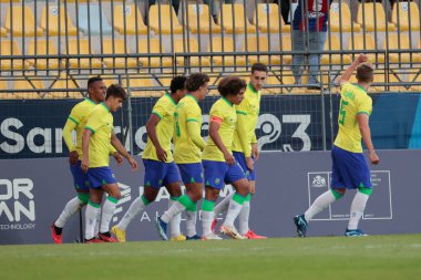 Vina del Mar (Şili), 01 / 11 / 2023 - Pan Amerikan Oyunları 'nın yarı final maçında Brezilya ile Meksika arasında oynanan maç, bu Çarşamba günü Vina del Mar' daki Sausalito Stadyumu 'nda oynanacak - adil 1 Kasım 2023. Brezilya 1-0 kazandı 
