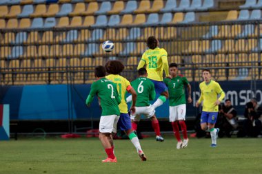 Vina del Mar (Şili), 01 / 11 / 2023 - Pan Amerikan Oyunları 'nın yarı final maçında Brezilya ile Meksika arasında oynanan maç, bu Çarşamba günü Vina del Mar' daki Sausalito Stadyumu 'nda oynanacak - adil 1 Kasım 2023. Brezilya 1-0 kazandı 