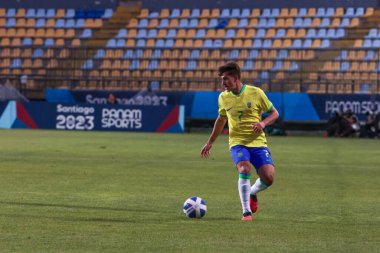 Vina del Mar (Şili), 01 / 11 / 2023 - Pan Amerikan Oyunları 'nın yarı final maçında Brezilya ile Meksika arasında oynanan maç, bu Çarşamba günü Vina del Mar' daki Sausalito Stadyumu 'nda oynanacak - adil 1 Kasım 2023. Brezilya 1-0 kazandı 