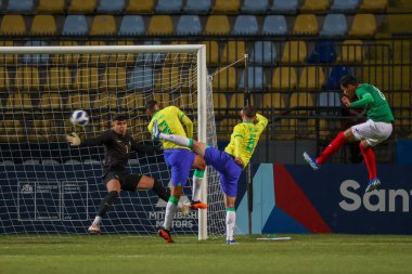 Vina del Mar (Şili), 01 / 11 / 2023 - Pan Amerikan Oyunları 'nın yarı final maçında Brezilya ile Meksika arasında oynanan maç, bu Çarşamba günü Vina del Mar' daki Sausalito Stadyumu 'nda oynanacak - adil 1 Kasım 2023. Brezilya 1-0 kazandı 