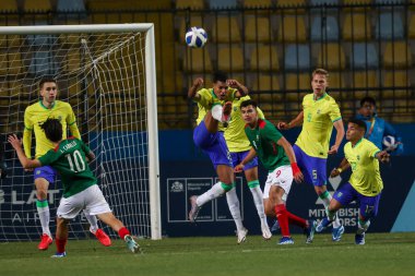 Vina del Mar (Şili), 01 / 11 / 2023 - Pan Amerikan Oyunları 'nın yarı final maçında Brezilya ile Meksika arasında oynanan maç, bu Çarşamba günü Vina del Mar' daki Sausalito Stadyumu 'nda oynanacak - adil 1 Kasım 2023. Brezilya 1-0 kazandı 