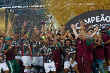 Rio de Janeiro (RJ), 11 / 04 / 2023 - Ameriaca Libertadores Kupası 'nı kutlamak için düzenlenen Olimpiyat Turu Fluminense - Boca gençler arasındaki maç x Fluminense, Libertadores da America 2023 finali için geçerli