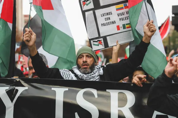 Palestinos Protestan Desde Freedom Plaza Hasta Casa Blanca Noviembre 2023 —  Fotos de Stock