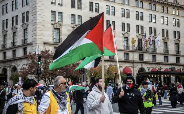 Washington Abd 2023 Filistin Yanlısı Protestocular Srail Hamas Savaşını Protesto — Stok fotoğraf
