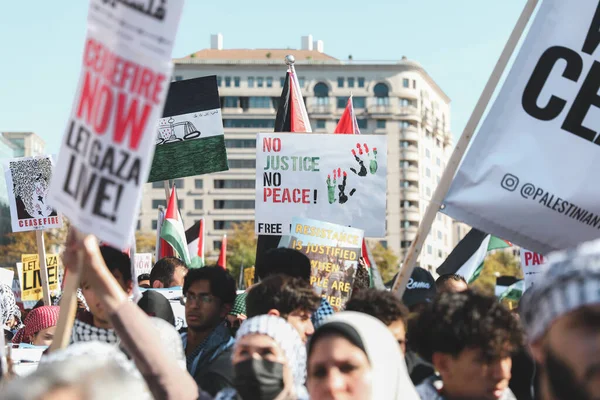 Protes Palestina Dari Freedom Plaza Gedung Putih November 2023 New — Stok Foto