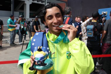 Santiago (Şili), 11 / 05 / 2023 - Gustavo Bala Loka Batista, Şili 'nin Santiago kentinde düzenlenen Pan-Amerikan Oyunları' nda bronz madalya kazandı..