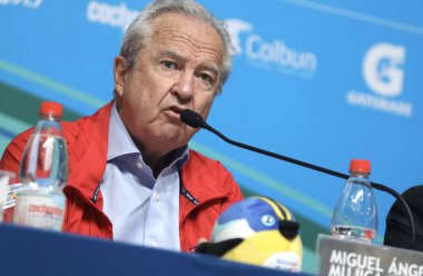 Santiago-Şili 'deki 2023 Pan Amerikan Oyunları Basın Konferansı ve Denge Raporları. 6 Kasım 2023, Santiago, Şili: Panam Başkanı Neven Iliç 'in de katılımıyla Santiago' da düzenlenen 2023 Pan Amerikan Oyunları Denge Raporları