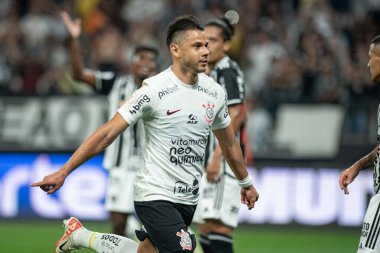 Sao Paulo, Brezilya - 9 / 11 / 2023 - BRAZILIAN / CORINTHIANS X ATLETICO-MG - Angel Romero, Corinthians ve Atletico-MG arasında oynanan ve 2023 Brezilya Futbol Şampiyonası 'nın 33. turu için geçerli olan maçta golünü kutluyor.