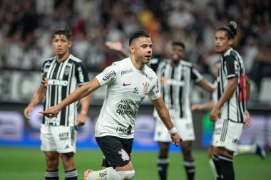 Sao Paulo, Brezilya - 9 / 11 / 2023 - BRAZILIAN / CORINTHIANS X ATLETICO-MG - Angel Romero, Corinthians ve Atletico-MG arasında oynanan ve 2023 Brezilya Futbol Şampiyonası 'nın 33. turu için geçerli olan maçta golünü kutluyor.