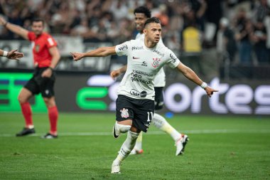 Sao Paulo, Brezilya - 9 / 11 / 2023 - BRAZILIAN / CORINTHIANS X ATLETICO-MG - Angel Romero, Corinthians ve Atletico-MG arasında oynanan ve 2023 Brezilya Futbol Şampiyonası 'nın 33. turu için geçerli olan maçta golünü kutluyor.