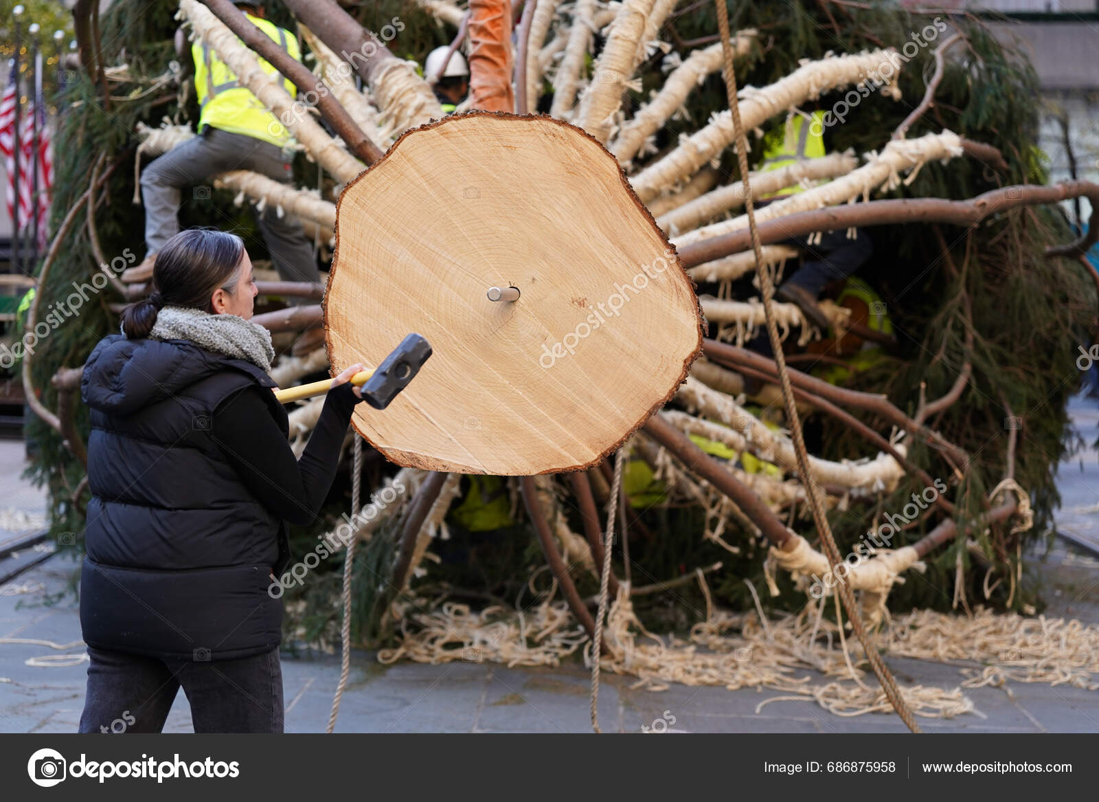 Christmas Tree Arrives Rockefeller Center November 2023 New York Usa