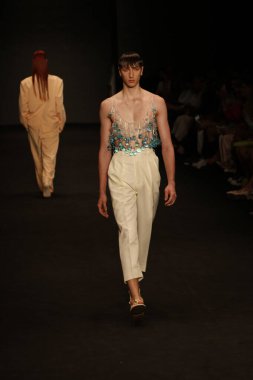 Sao Paulo (SP), Brezilya 12 / 11 / 2023 - Modeller Sao Paulo Moda Haftası - SPFW N56, Komplexo Tempo, Sao Paulo 'nun doğu bölgesi, bu Pazar, 12 Kasım 2023. 