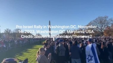 Washington DC 'de İsrail yanlısı bir miting. 14 Kasım 2023, Washington DC, Maryland, ABD: Bir çok insan İsrail yanlısı İsrail mitinginde 14 Kasım Salı günü, İsrail 'le dayanışma ve muharebe için Washington DC' deki Ulusal AVM 'de toplandı 