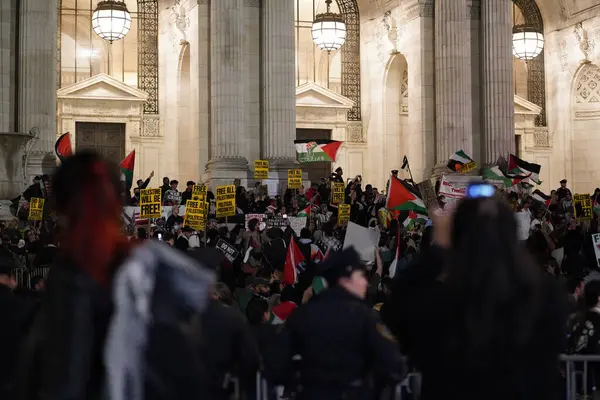 Pro Filistin Protestosu Kasım 2023 New York Abd Gece Manhattan — Stok fotoğraf