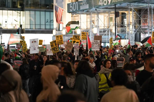 Protesto Pró Palestiniano Novembro 2023 Nova York Eua Esta Noite — Fotografia de Stock
