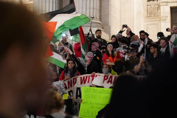 Pro Filistin Protestosu Kasım 2023 New York Abd Gece Manhattan — Stok fotoğraf