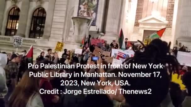 Manifestation Pro Palestinienne Novembre 2023 New York États Unis Soir — Video
