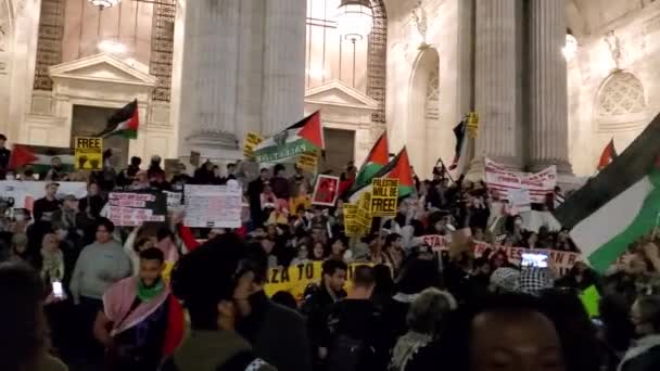 Pro Filistin Protestosu Kasım 2023 New York Abd Gece Manhattan — Stok video