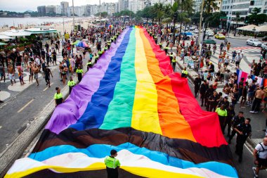 Rio de Janeiro (RJ) Brazil19 / 11 / 2013 - 28. LGBTI + Rio Onur Yürüyüşü bu Pazar (19), Rio de Janeiro 'nun Güney Bölgesi Copacabana' da gerçekleşti.. 