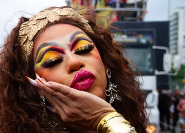 Rio de Janeiro (RJ) Brazil19 / 11 / 2013 - 28. LGBTI + Rio Onur Yürüyüşü bu Pazar (19), Rio de Janeiro 'nun Güney Bölgesi Copacabana' da gerçekleşti.. 